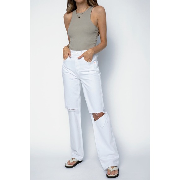 NWOT RE/DONE Womens 90s High Rise Loose Fit Jeans 27 White‎ Ripped Sustainable